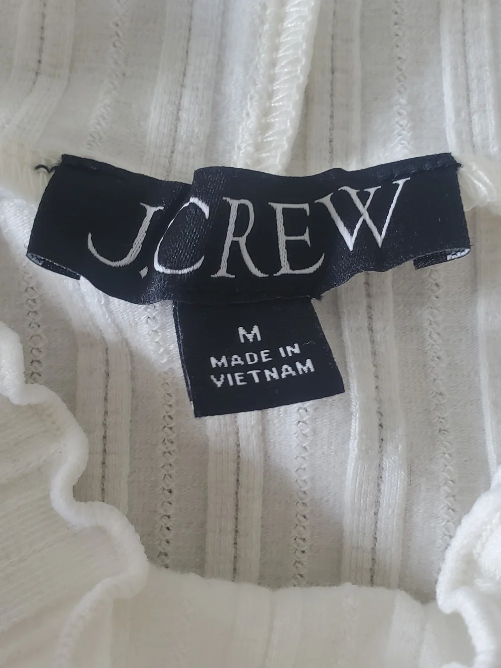J. Crew Jcrew Ivory Ribbed Mock Neck Ruffle Trim Top New Without Tags Size M